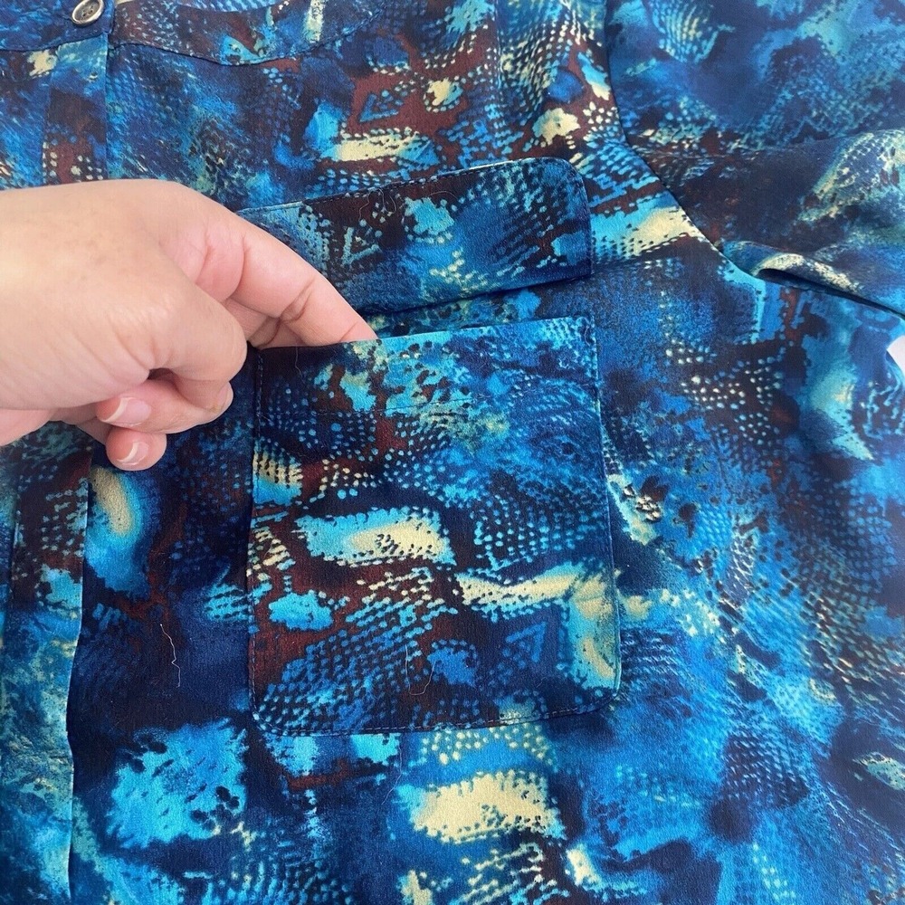 Anne Klein‎ Women's Size M Multicolor 3/4 Sleeve Shirt snake animal print Top - Picture 9 of 16